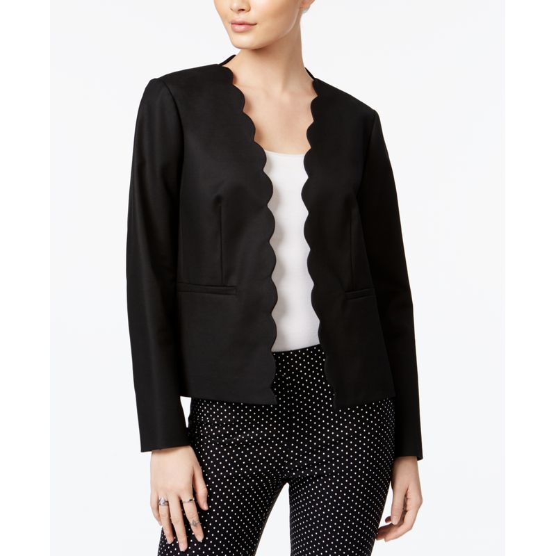 Maison Jules Long Sleeve Scalloped Blazer